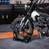 VEVOR Motorcycle Wheel Chock, 816.5 kg Capacity Wheel Cradle Holder, Heavy-duty Steel Motorcycle Front Wheel Stand with 3 Adjustable Holes, For 381-533.4 mm Off-Road Motorcycles, Standard Motorcycles - Low Angle