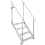 Dock Ladder 4 Step, Dock Stairs 30''-38'' Adjustable Height, 227 kgs Load Capacity, Aluminum Pontoon Boat Ladder with Dual Handrails & Nonslip Mat for Ship/Lake/Pool/Marine Boarding