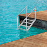 VEVOR Dock Ladder 4 Step, Dock Stairs 30''-38'' Adjustable Height, 227 kgs Load Capacity, Aluminum Pontoon Boat Ladder with Dual Handrails & Nonslip Mat for Ship/Lake/Pool/Marine Boarding - Low Angle