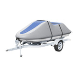 VEVOR Jet Ski Cover 320-342 cm Trailerable Waterproof PWC Cover, Heavy-duty 600D Marine Grade PU Oxford Fabric, UV Resistant Seadoo Cover with Buckle Straps, Personal Watercraft Covers, Grey+Blue - Low Angle