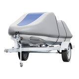 VEVOR Jet Ski Cover 320-342 cm Trailerable Waterproof PWC Cover, Heavy-duty 600D Marine Grade PU Oxford Fabric, UV Resistant Seadoo Cover with Buckle Straps, Personal Watercraft Covers, Grey+Blue - Extra Image