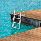 VEVOR Dock Ladder, Removable 3 Steps, 159 kg Load Capacity, Aluminum Alloy Pontoon Boat Ladder with 101.6 mm Wide Step & Nonslip Rubber Mat, Easy to
