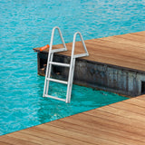 VEVOR Dock Ladder, Removable 3 Steps, 159 kg Load Capacity, Aluminum Alloy Pontoon Boat Ladder with 101.6 mm Wide Step & Nonslip Rubber Mat, Easy to Install for Ship/Lake/Pool/Marine Boarding - Low Angle