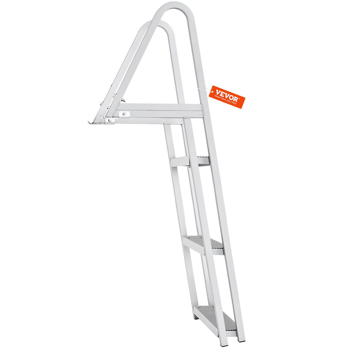 VEVOR Dock Ladder, Removable 3 Steps, 159 kg Load Capacity, Aluminum Alloy Pontoon Boat Ladder with 101.6 mm Wide Step & Nonslip Rubber Mat, Easy to