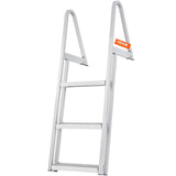 VEVOR Dock Ladder, Removable 3 Steps, 159 kg Load Capacity, Aluminum Alloy Pontoon Boat Ladder with 101.6 mm Wide Step & Nonslip Rubber Mat, Easy to