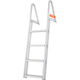VEVOR Dock Ladder, Removable 4 Steps, 350 lbs Load Capacity, Aluminum Alloy Pontoon Boat Ladder with 4'' Wide Step & Nonslip Mat, Easy to Install for