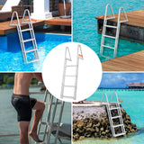 VEVOR Dock Ladder, Removable 4 Steps, 350 lbs Load Capacity, Aluminum Alloy Pontoon Boat Ladder with 4'' Wide Step & Nonslip Mat, Easy to Install for Ship/Lake/Pool/Marine Boarding - Rear View