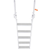 VEVOR Dock Ladder Flip Up 5 Steps, 350lbs Load Capacity, Aluminum Pontoon Boat Ladder with 4" Wide Step & Nonslip Rubber Mat,Swimm Step Ladder for