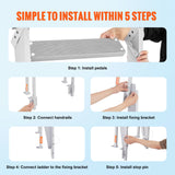 VEVOR Dock Ladder Flip Up 5 Steps, 350lbs Load Capacity, Aluminum Pontoon Boat Ladder with 4" Wide Step & Nonslip Rubber Mat,Swimm Step Ladder for