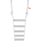 VEVOR Dock Ladder Flip Up 5 Steps, 350lbs Load Capacity, Aluminum Pontoon Boat Ladder with 4" Wide Step & Nonslip Rubber Mat,Swimm Step Ladder for
