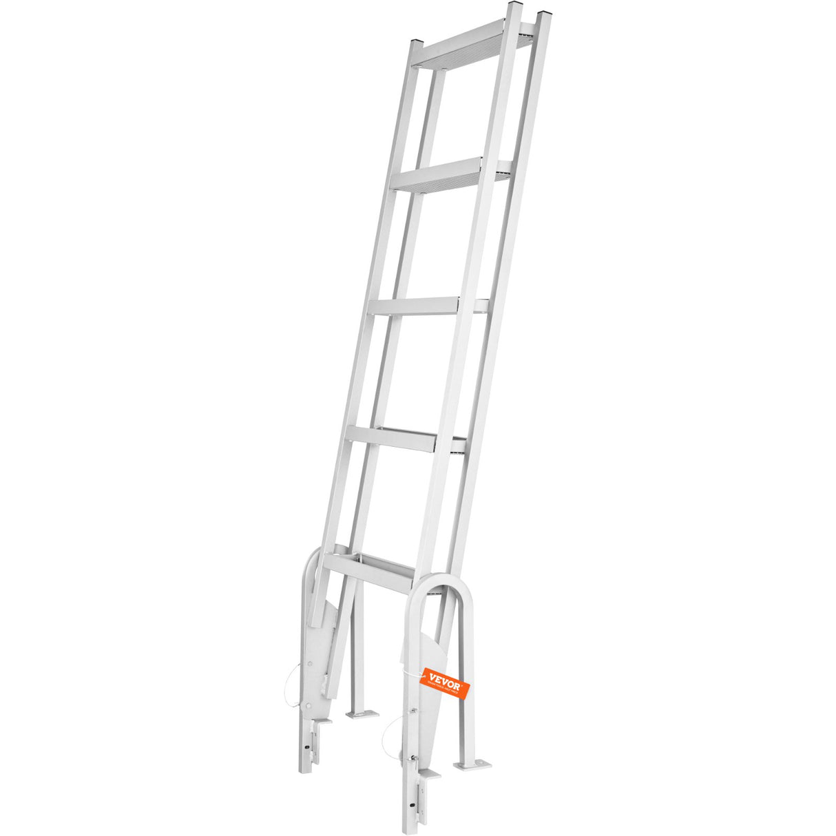 VEVOR Dock Ladder Flip Up 5 Steps, 350lbs Load Capacity, Aluminum Pontoon Boat Ladder with 4" Wide Step & Nonslip Rubber Mat,Swimm Step Ladder for