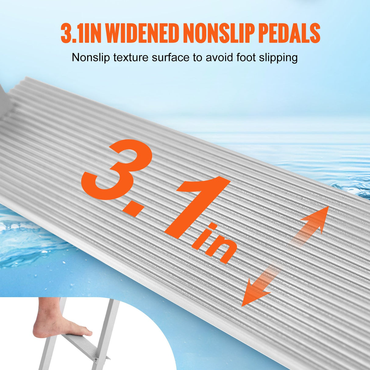 VEVOR Dock Ladder, Removable 3 Steps, 227 kg Load Capacity, Aluminum Alloy Pontoon Boat Ladder with 7.9 cm Wide Step & Nonslip Rubber Mat, Easy to