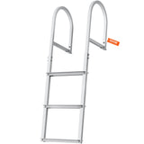 VEVOR Dock Ladder, Removable 3 Steps, 227 kg Load Capacity, Aluminum Alloy Pontoon Boat Ladder with 7.9 cm Wide Step & Nonslip Rubber Mat, Easy to