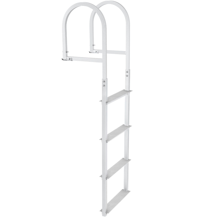 Dock Ladder, Removable 4 Steps, 500 lbs Load Capacity, Aluminum Alloy Pontoon Boat Ladder with 3.1'' Wide Step & Nonslip Rubber Mat, Easy to Install for Ship/Lake/Pool/Marine Boarding