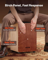 VEVOR Cajon Box Drum Birchwood Percussion Instrument with Snare Wires Travel Bag - Front View