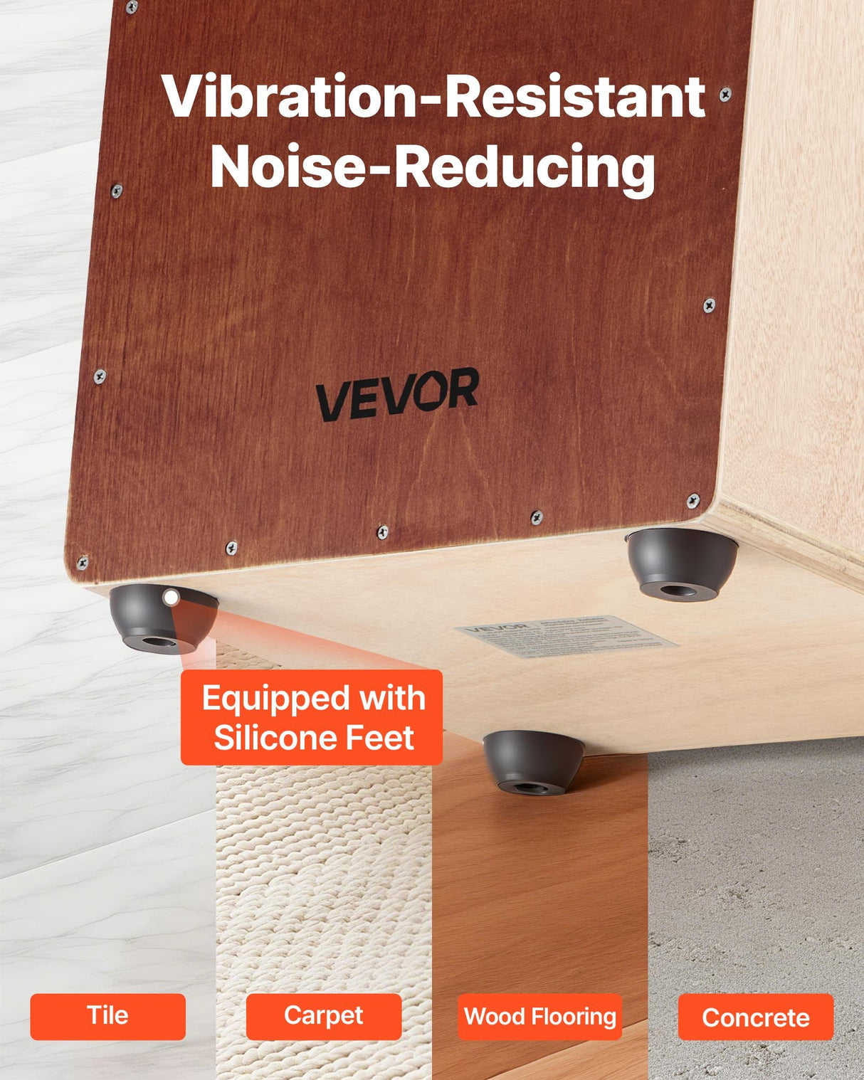 VEVOR Cajon Box Drum Birchwood Percussion Instrument with Snare Wires Travel Bag