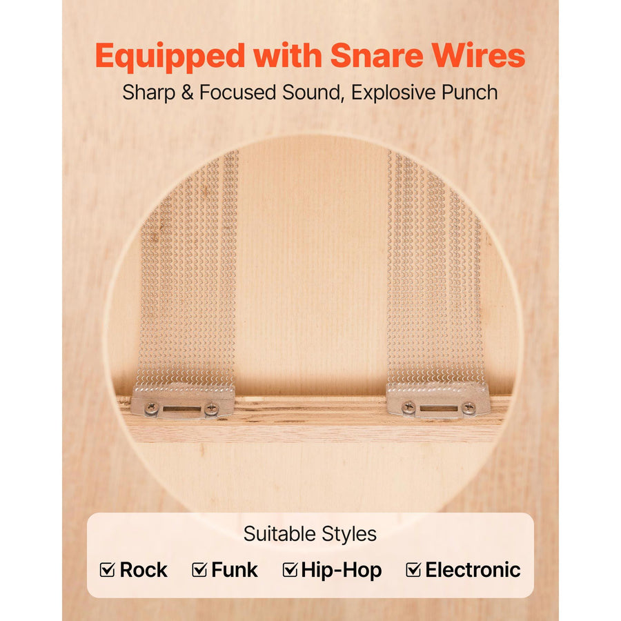 Cajon Box Drum, with Internal Snare Wires, Lightweight Wooden Percussion Box, Portable Birch Wood Drum Musical Instrument with Silicone Feet, for Beginners and Professionals, 305 x 305 x 430 mm