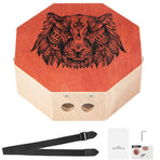 Unique Cajon Box Drum, with Internal  Guitar Strings, Portable Wooden Percussion Box, Birch Wood Drum Musical Instrument with Adjustable Strap, for Beginners & Professionals, 295 x 295 x 100 mm