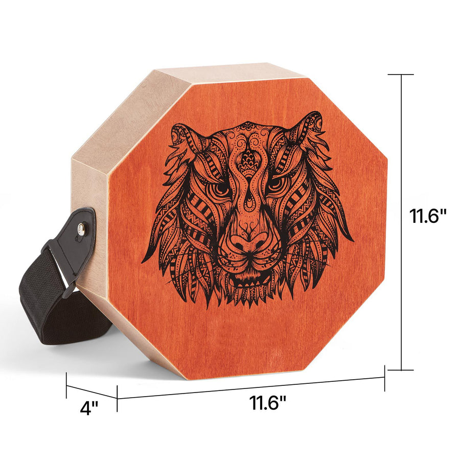 Unique Cajon Box Drum, with Internal  Guitar Strings, Portable Wooden Percussion Box, Birch Wood Drum Musical Instrument with Adjustable Strap, for Beginners & Professionals, 295 x 295 x 100 mm