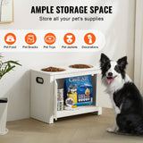 VEVOR Pet Feeding Station w/ 2 Elevated Dog Bowls Dog Food & Toy Storage Cabinet - Side View