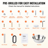 VEVOR Pet Feeding Station w/ 2 Elevated Dog Bowls Dog Food & Toy Storage Cabinet - Top-Down View