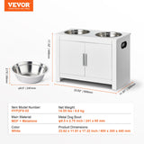 VEVOR Pet Feeding Station w/ 2 Elevated Dog Bowls Dog Food & Toy Storage Cabinet - Close-Up Angle