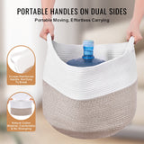 VEVOR Cotton Rope Storage Basket 87L Woven Blanket Basket 20 x 20 x 14 in - Top-Down View