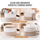 VEVOR Cotton Rope Storage Basket 87L Woven Blanket Basket 20 x 20 x 14 in - Rear View
