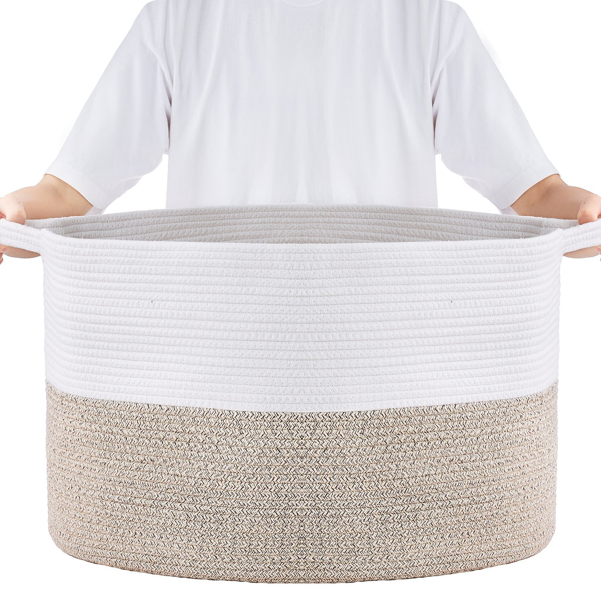 VEVOR Cotton Rope Storage Basket 87L Woven Blanket Basket 20 x 20 x 14 in