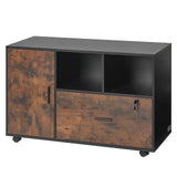 VEVOR Wood File Cabinet Lockable Mobile Filing Cabinet Open Shelves Rustic Brown - Extra Image