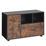 VEVOR Wood File Cabinet Lockable Mobile Filing Cabinet Open Shelves Rustic Brown - Extra Image