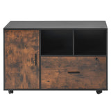 VEVOR Wood File Cabinet Lockable Mobile Filing Cabinet Open Shelves Rustic Brown - Extra Image