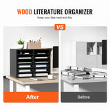 VEVOR Wood Literature Organizer Adjustable File Sorter 12 Compartments Black - Side View