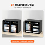 VEVOR Wood Literature Organizer Adjustable File Sorter 12 Compartments Black - Rear View