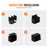 VEVOR Wood Literature Organizer Adjustable File Sorter 12 Compartments Black - Close-Up Angle