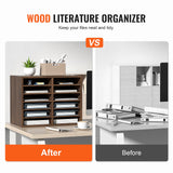 VEVOR Wood Literature Organizer Adjustable File Sorter 12 Compartments Brown