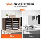 VEVOR Wood Literature Organizer Adjustable File Sorter 12 Compartments Brown - Front View
