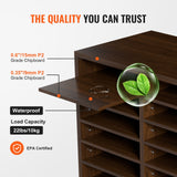 VEVOR Wood Literature Organizer Adjustable File Sorter 12 Compartments Brown - Side View