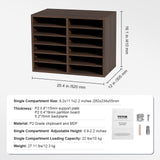 VEVOR Wood Literature Organizer Adjustable File Sorter 12 Compartments Brown - Close-Up Angle