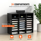 VEVOR Wood Literature Organizer Adjustable File Sorter 24 Compartments Black