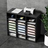 VEVOR Wood Literature Organizer Adjustable File Sorter 24 Compartments Black