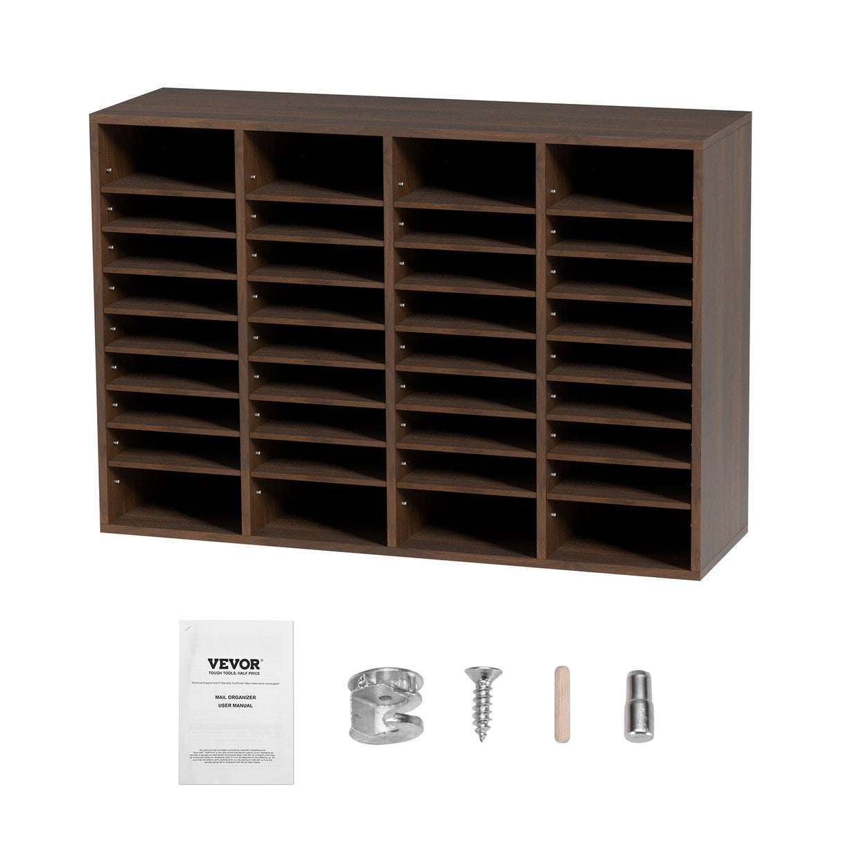 VEVOR Literature Organizers, 36 Compartments Office Mailbox with Adjustable Shelves, Wood Literature Sorter 997x305x680 mm for Office, Home, Classroom, Mailrooms Organization, EPA Certified Brown