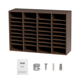 VEVOR Literature Organizers, 36 Compartments Office Mailbox with Adjustable Shelves, Wood Literature Sorter 997x305x680 mm for Office, Home, Classroom, Mailrooms Organization, EPA Certified Brown
