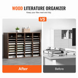 VEVOR Literature Organizers, 36 Compartments Office Mailbox with Adjustable Shelves, Wood Literature Sorter 997x305x680 mm for Office, Home, Classroom, Mailrooms Organization, EPA Certified Brown - Front View