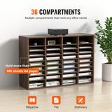VEVOR Literature Organizers, 36 Compartments Office Mailbox with Adjustable Shelves, Wood Literature Sorter 997x305x680 mm for Office, Home, Classroom, Mailrooms Organization, EPA Certified Brown - Top-Down View
