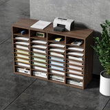 VEVOR Literature Organizers, 36 Compartments Office Mailbox with Adjustable Shelves, Wood Literature Sorter 997x305x680 mm for Office, Home, Classroom, Mailrooms Organization, EPA Certified Brown - Low Angle