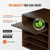 VEVOR Wood Literature Organizer Adjustable File Sorter 5 Compartments Brown
