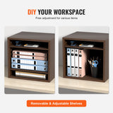 VEVOR Wood Literature Organizer Adjustable File Sorter 5 Compartments Brown - Rear View