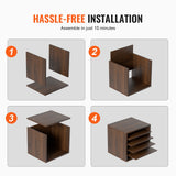 VEVOR Wood Literature Organizer Adjustable File Sorter 5 Compartments Brown - Close-Up Angle