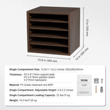 VEVOR Wood Literature Organizer Adjustable File Sorter 5 Compartments Brown - Low Angle